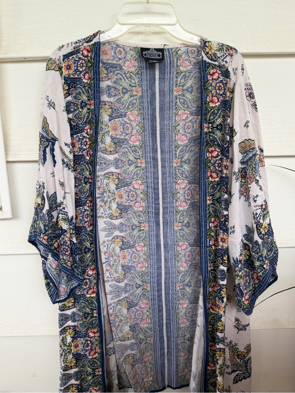 Angie Boho Floral & Paisley Open Front Kimono Cardigan - Small